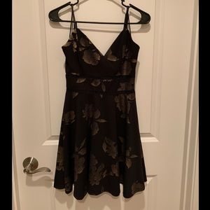 Francesca’s Black with Gold Floral Dress